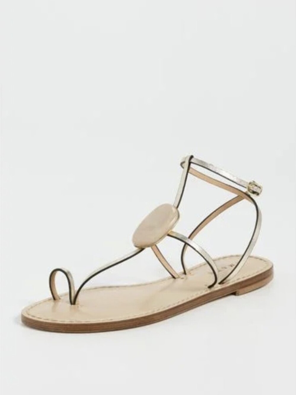 Amantu Metallic Gold Leather Stone-Accent Women's Sandals